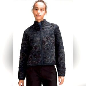 lululemon jacquard multi texture sweater zip up jacket camo wool blend